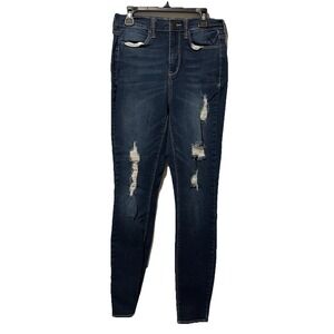 Mudd Jeans Juniors‎ Size 5 Blue High Rise Stretch Distressed Denim Pants Y2K